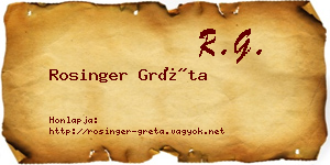Rosinger Gréta névjegykártya